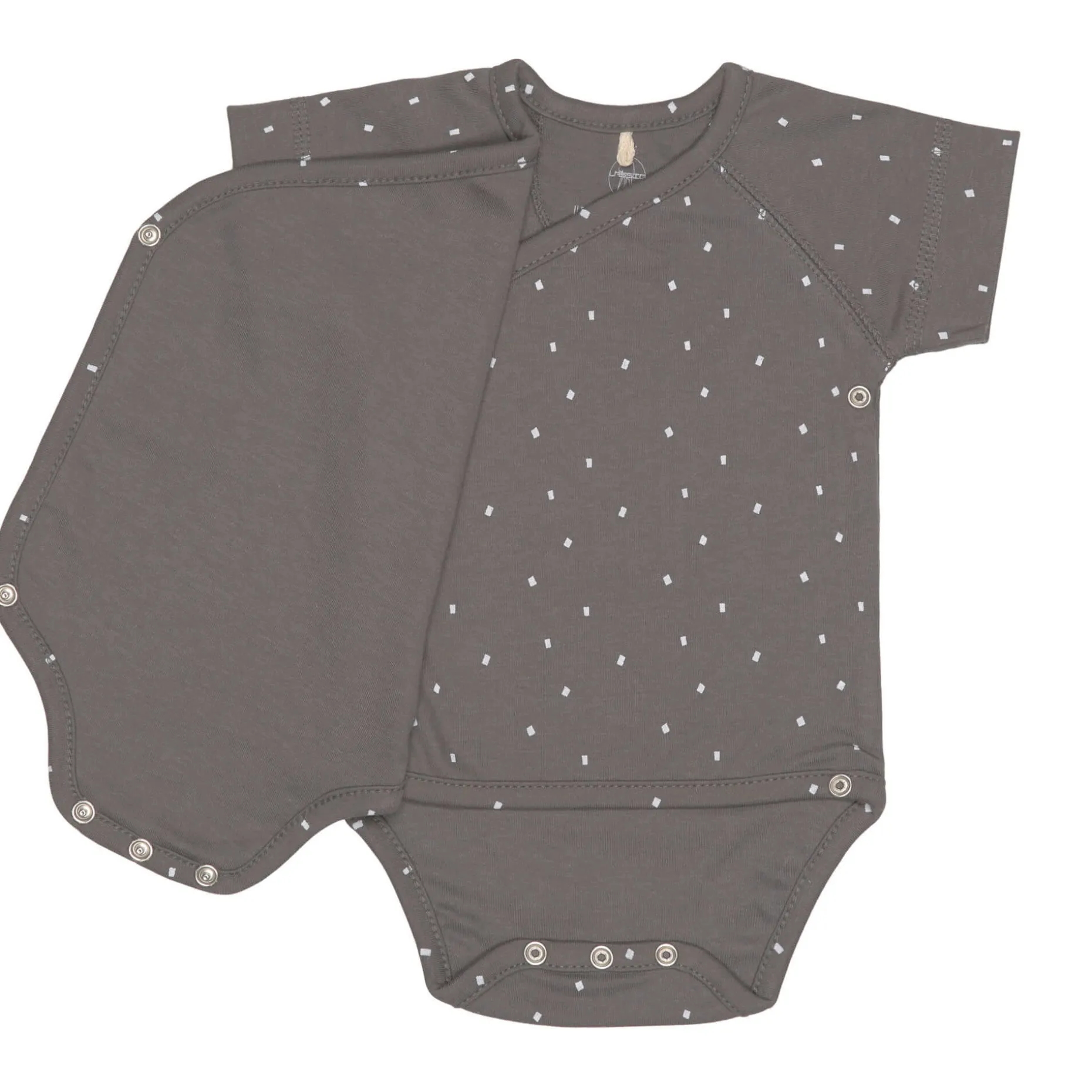 Baby Wickelbody kurzarm - Bio Baumwolle, Punkte, Anthrazit