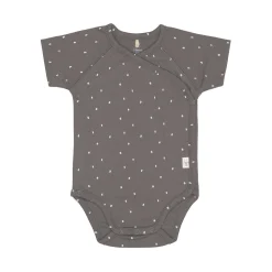 Baby Wickelbody kurzarm - Bio Baumwolle, Punkte, Anthrazit