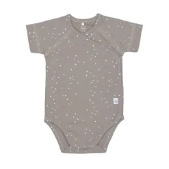 Baby Wickelbody kurzarm - Bio Baumwolle, Punkte, Taupe