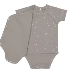 Baby Wickelbody kurzarm - Bio Baumwolle, Punkte, Taupe