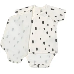 Baby Wickelbody kurzarm - Bio Baumwolle, Rechtecke, Weiß