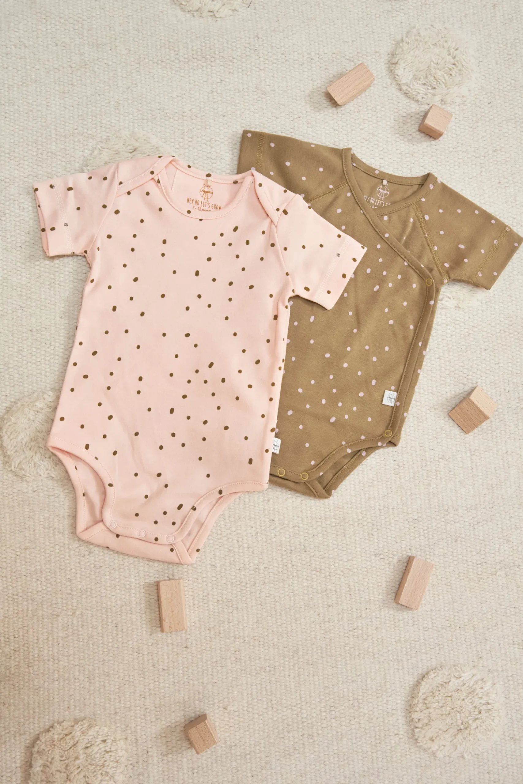 Baby Wickelbody kurzarm - Bio Baumwolle, Punkte, Gelb