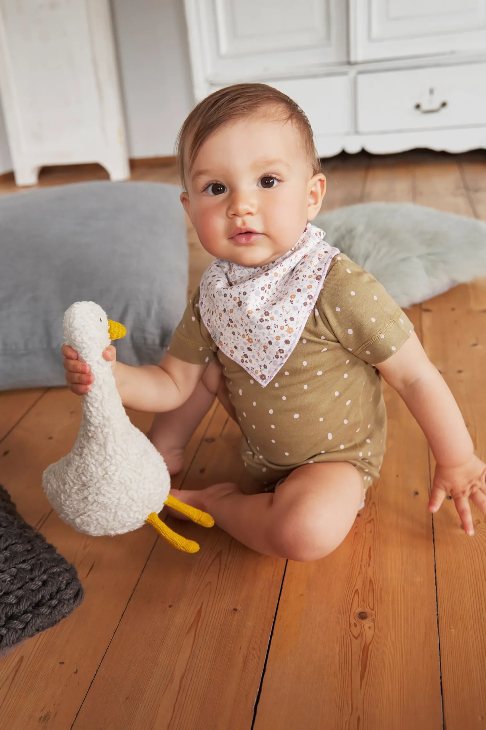 Baby Wickelbody kurzarm - Bio Baumwolle, Punkte, Gelb
