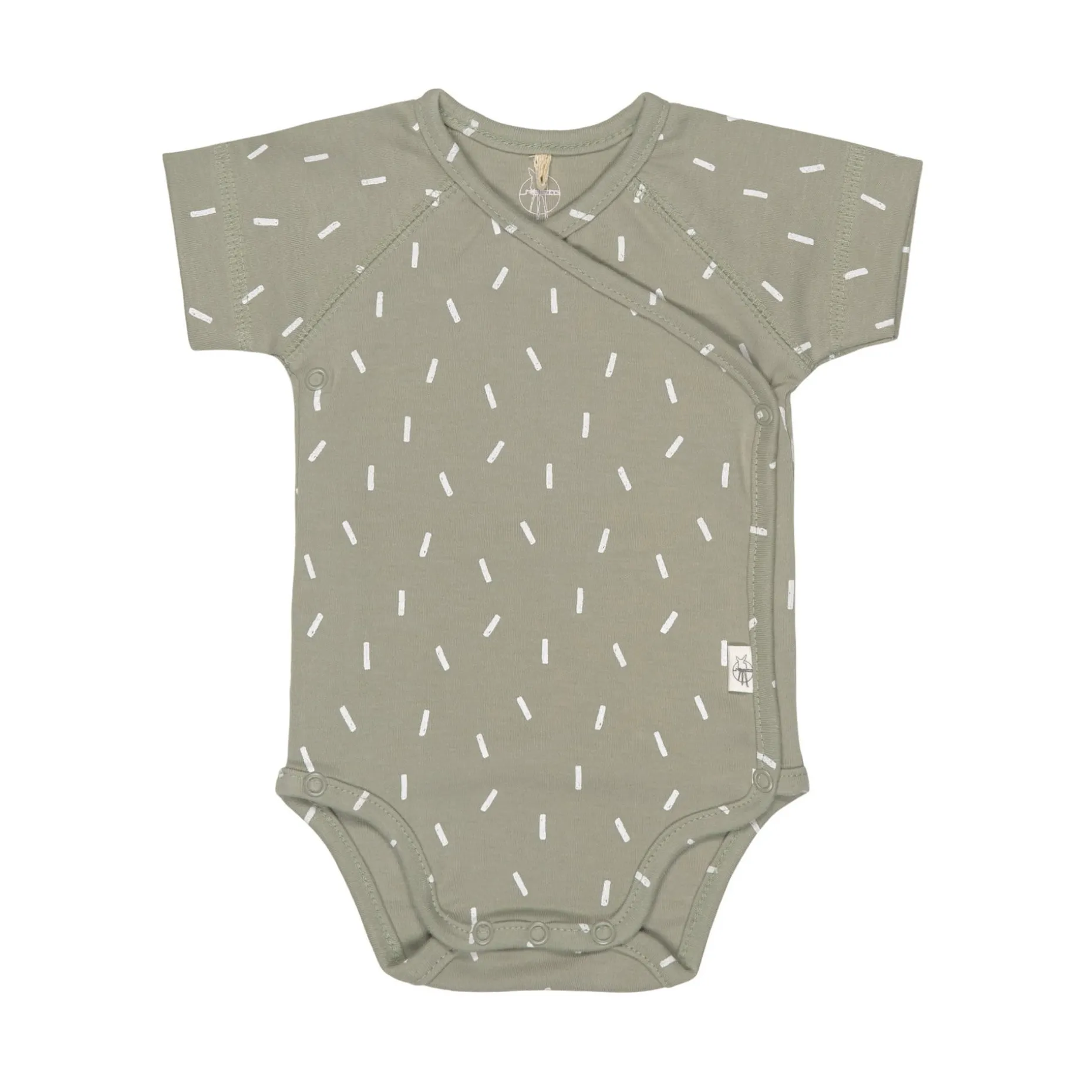 Baby Wickelbody kurzarm - Bio Baumwolle, Striche, Oliv