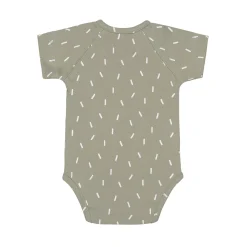 Baby Wickelbody kurzarm - Bio Baumwolle, Striche, Oliv