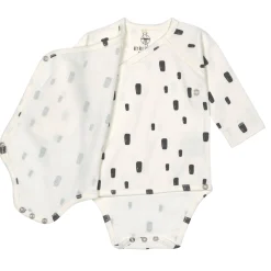 Baby Wickelbody langarm - Bio Baumwolle, Rechtecke, Weiß