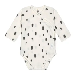 Baby Wickelbody langarm - Bio Baumwolle, Rechtecke, Weiß