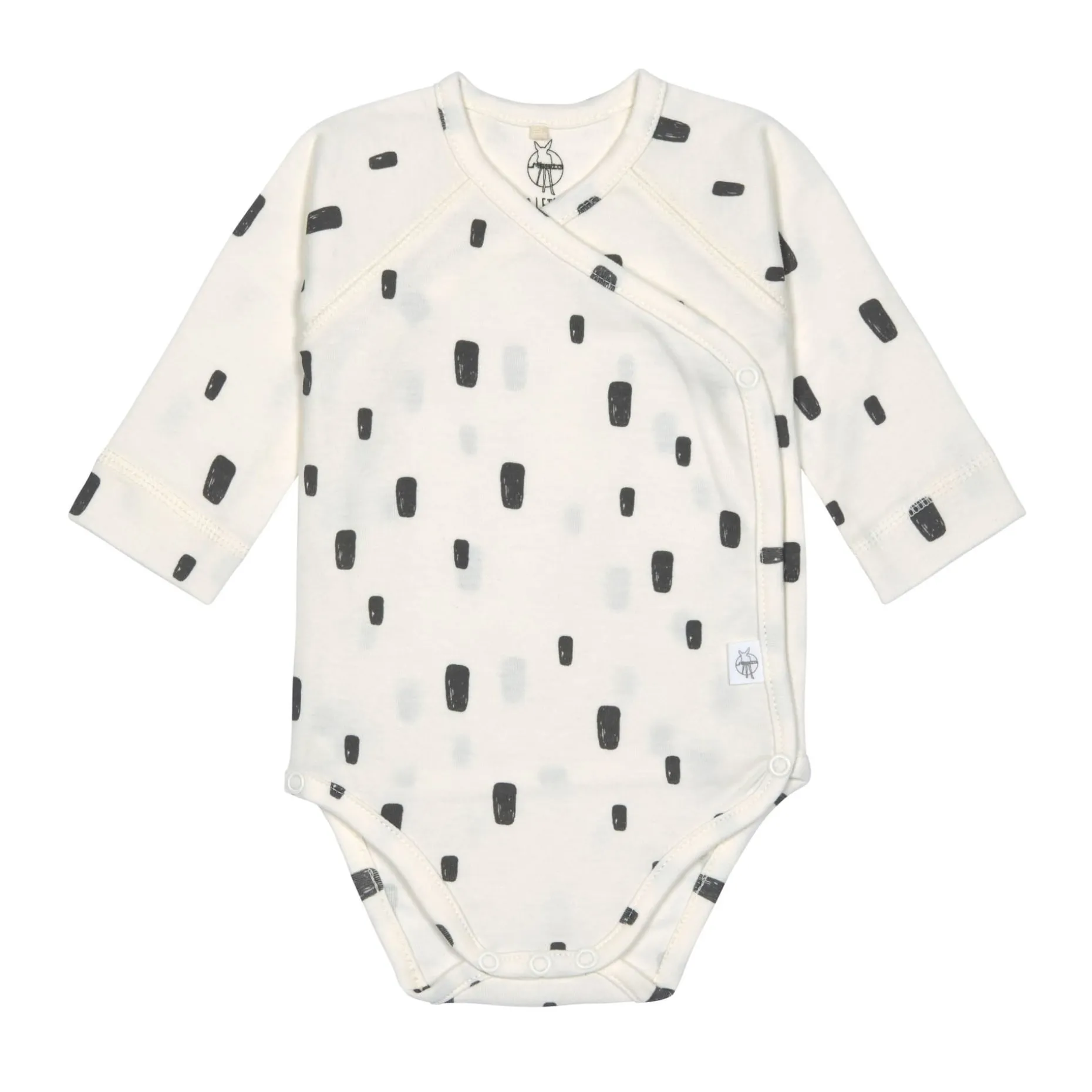 Baby Wickelbody langarm - Bio Baumwolle, Rechtecke, Weiß