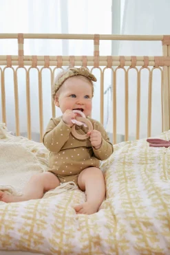 Baby Wickelbody langarm - Bio Baumwolle, Punkte, Gelb