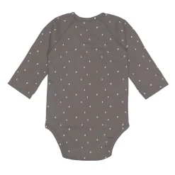 Baby Wickelbody langarm - Bio Baumwolle, Punkte, Anthrazit