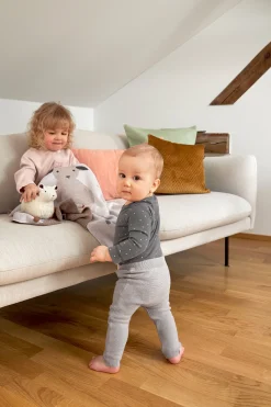 Baby Wickelbody langarm - Bio Baumwolle, Punkte, Anthrazit