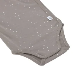 Baby Wickelbody langarm - Bio Baumwolle, Punkte, Taupe