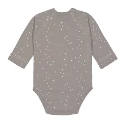Baby Wickelbody langarm - Bio Baumwolle, Punkte, Taupe