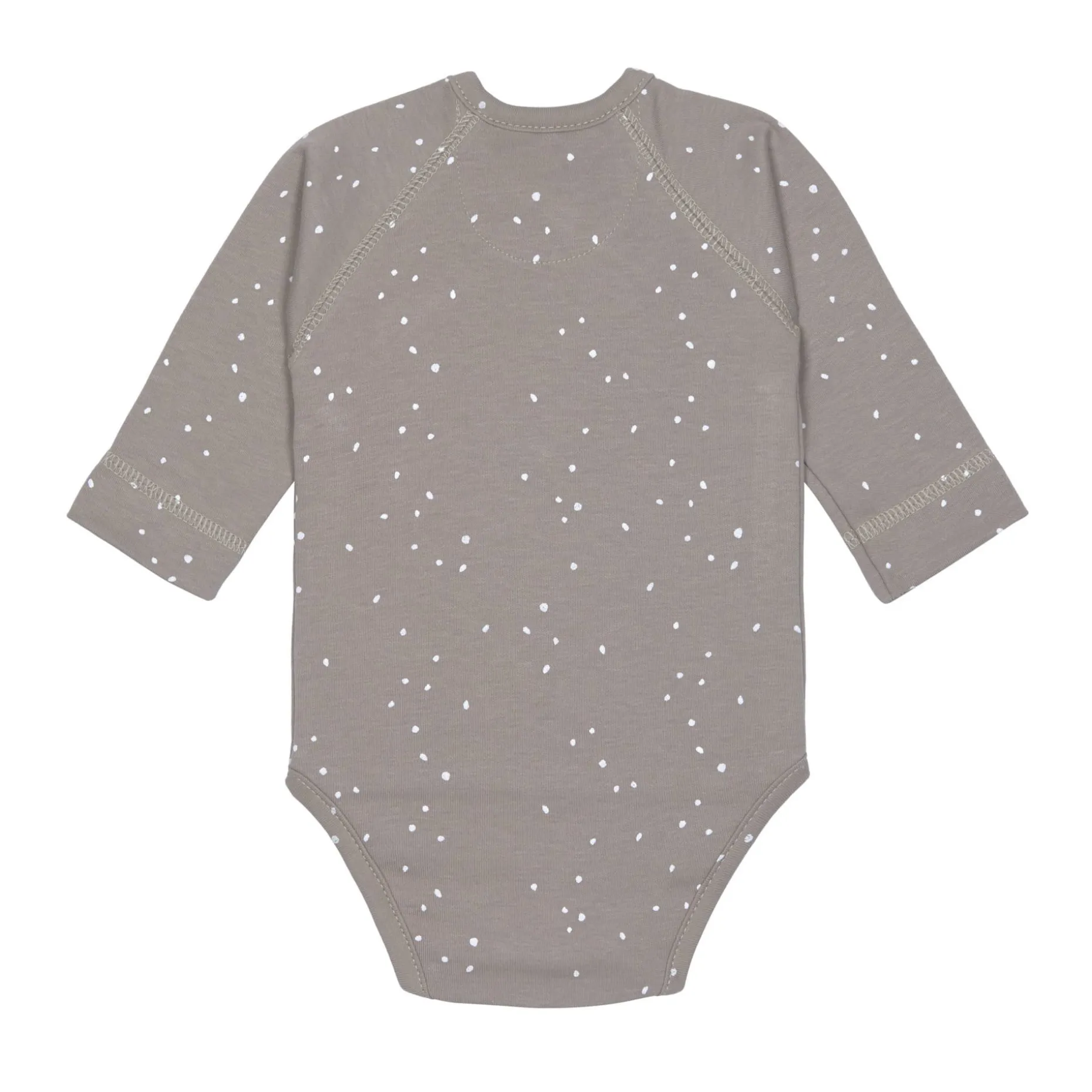 Baby Wickelbody langarm - Bio Baumwolle, Punkte, Taupe