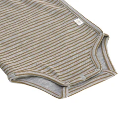 Baby Wickelbody langarm - Bio Baumwolle, Streifen, Grau meliert