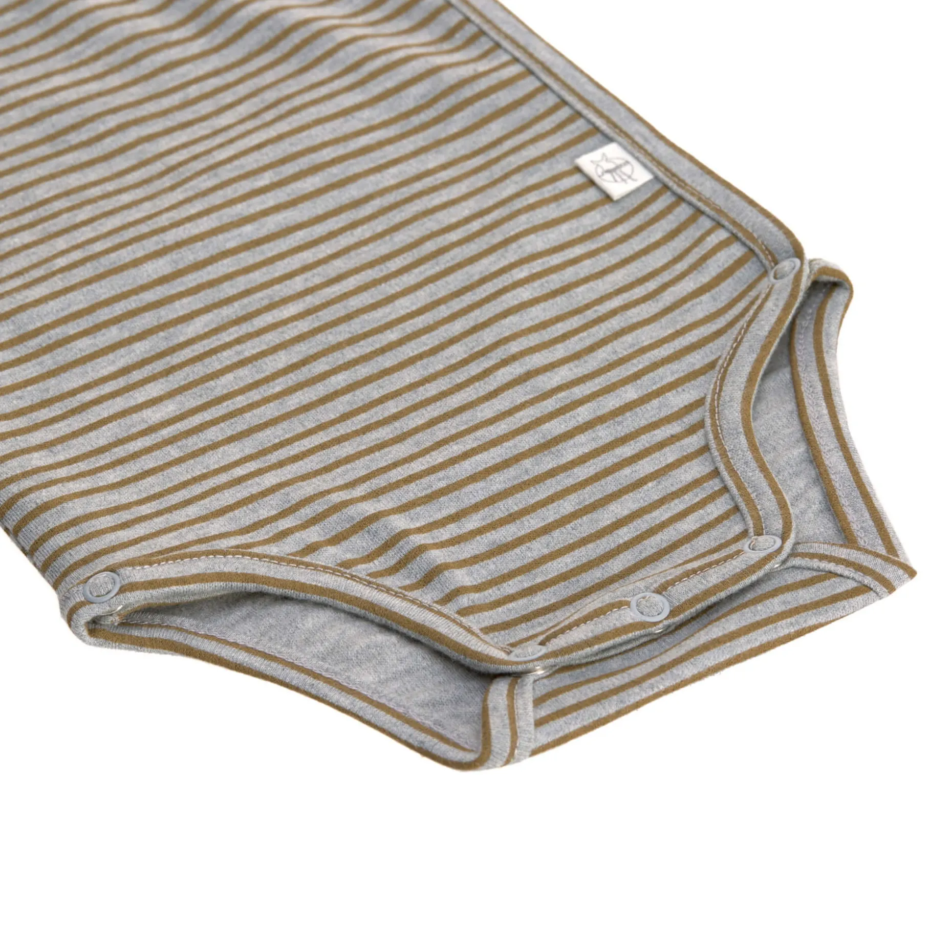 Baby Wickelbody langarm - Bio Baumwolle, Streifen, Grau meliert
