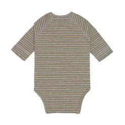 Baby Wickelbody langarm - Bio Baumwolle, Streifen, Grau meliert