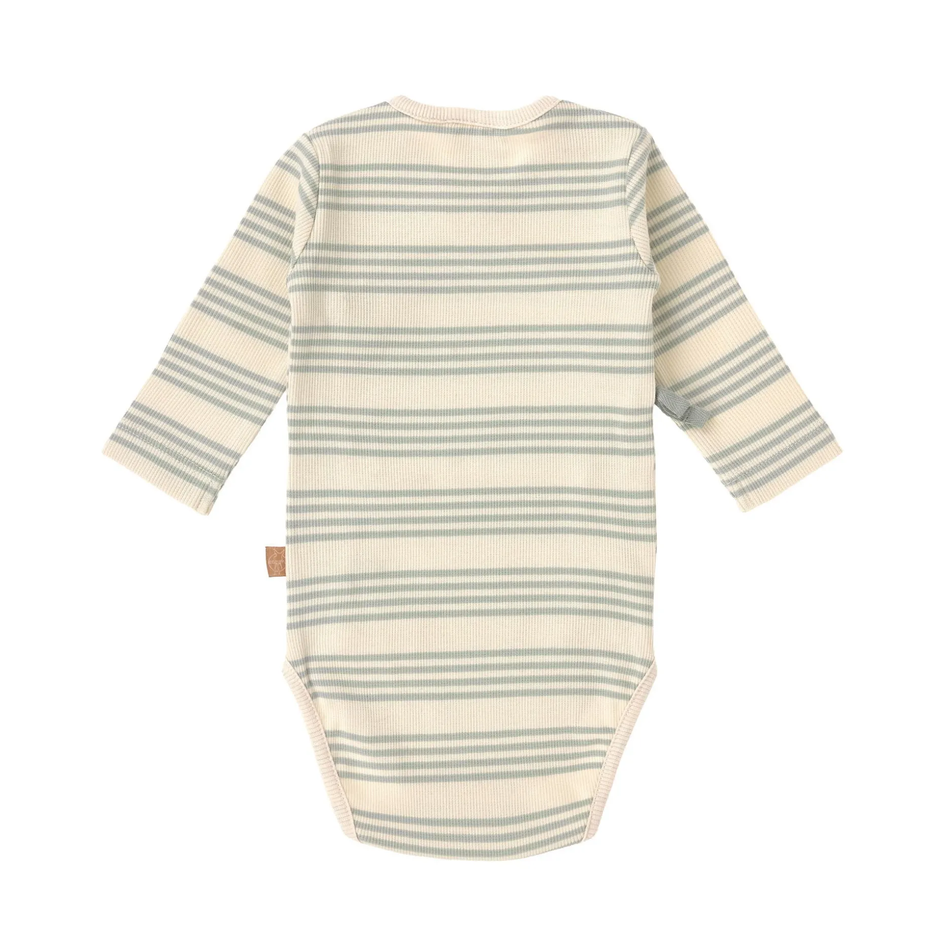 Baby Wickelbody langarm - Bio Baumwolle, Streifen, Granit Grün