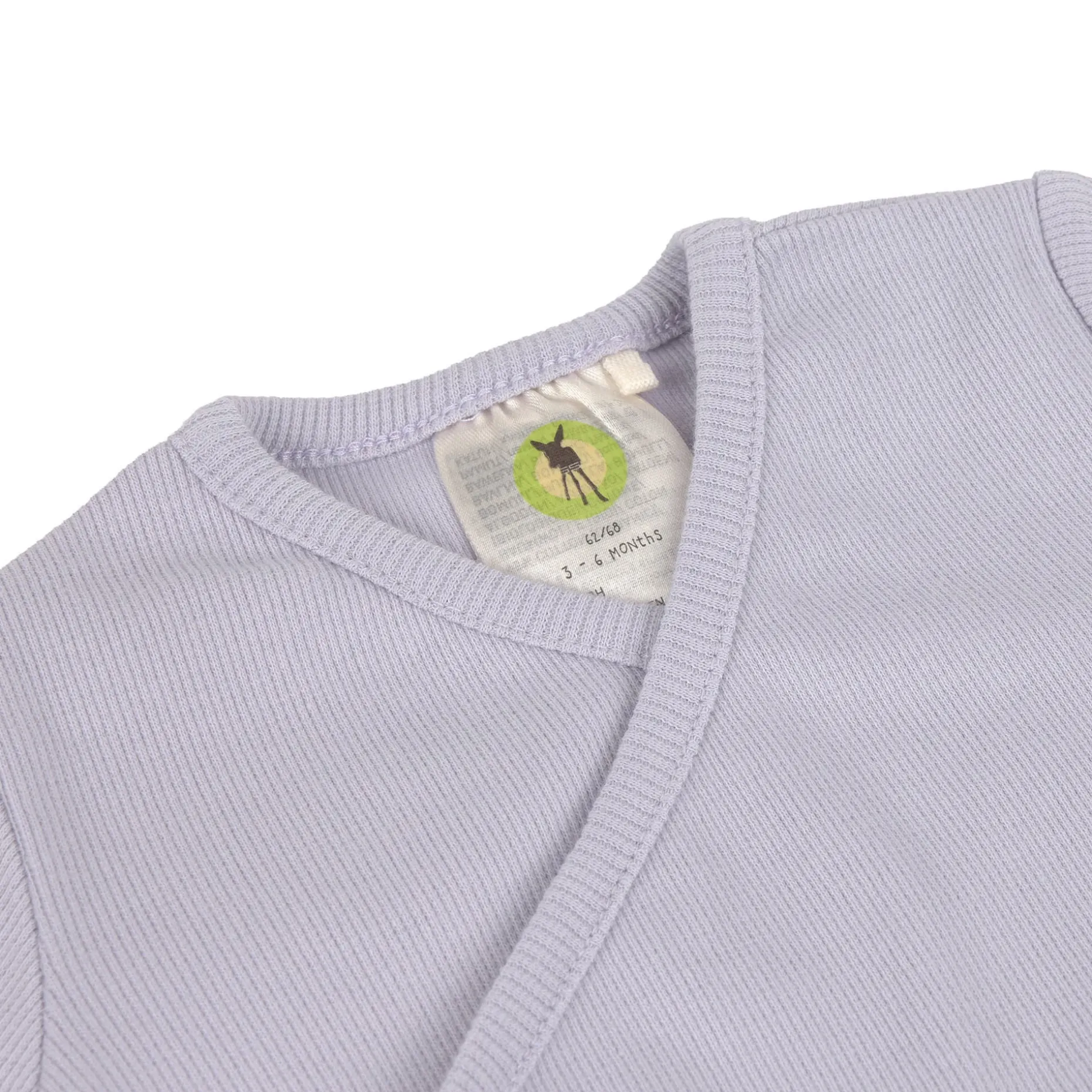 Baby Wickelbody langarm - Bio Baumwolle, Pastell Lila