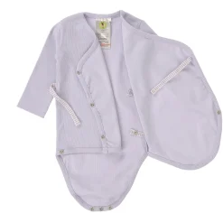 Baby Wickelbody langarm - Bio Baumwolle, Pastell Lila