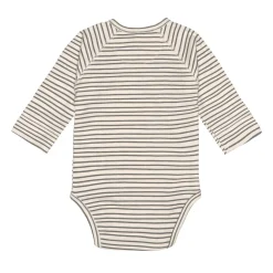 Baby Wickelbody langarm - Bio Baumwolle, Streifen, Grau