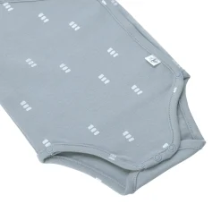 Baby Wickelbody langarm - Bio Baumwolle, Blocks, Hellblau
