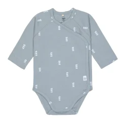 Baby Wickelbody langarm - Bio Baumwolle, Blocks, Hellblau