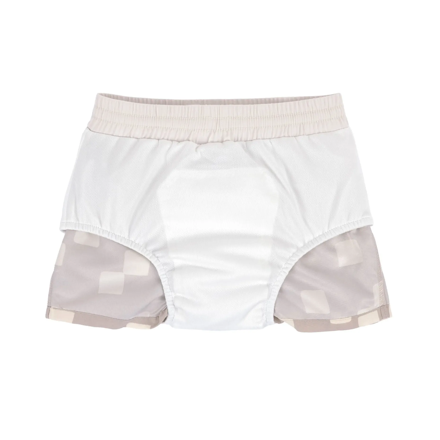 Badehose Baby (mit Windel) - Kariert, Grau Weiß