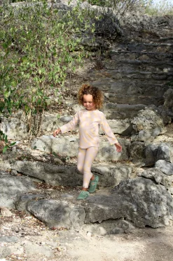 Badehose Kinder Lang (UV-Schutz) - Kariert, Rosa Gelb