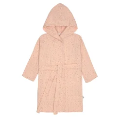 Bademantel Kinder aus Musselin - Punkte, Rosa