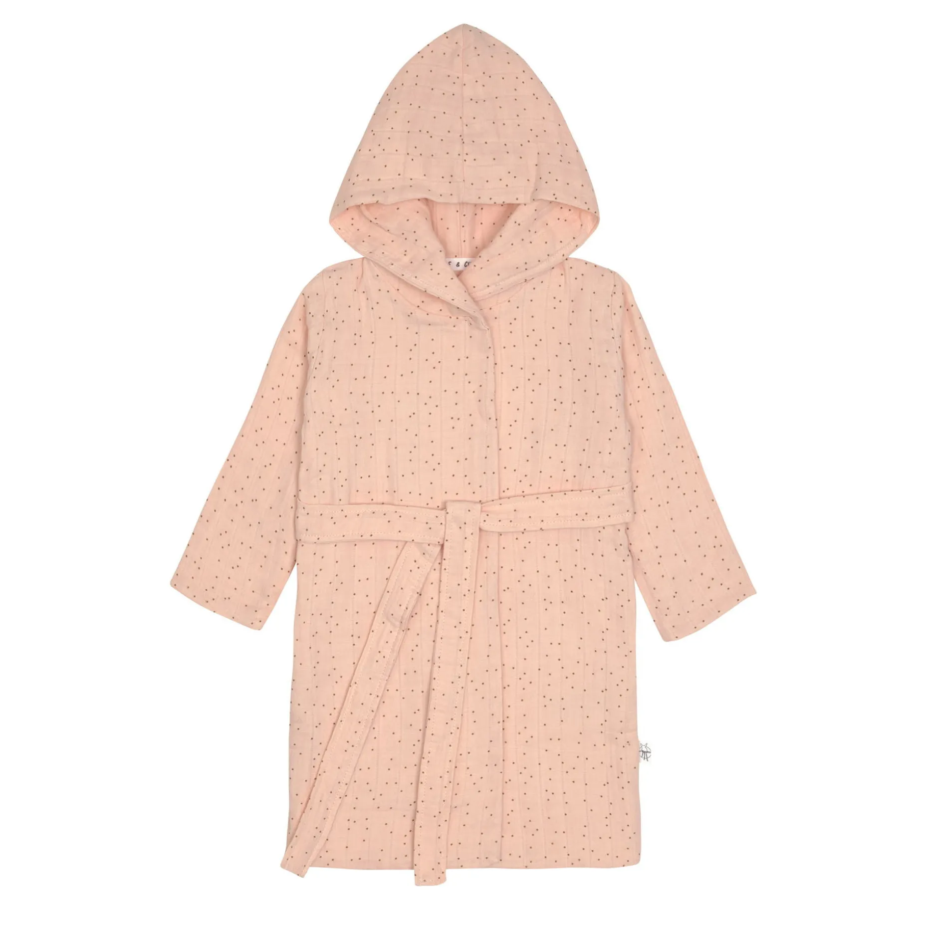 Bademantel Kinder aus Musselin - Punkte, Rosa