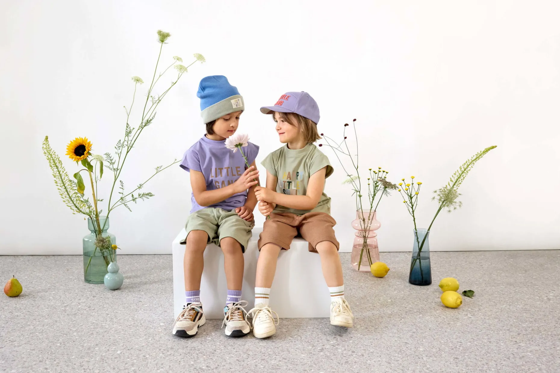 Beanie Mütze Kinder - Bio Baumwolle, Little Gang, Blau Khaki