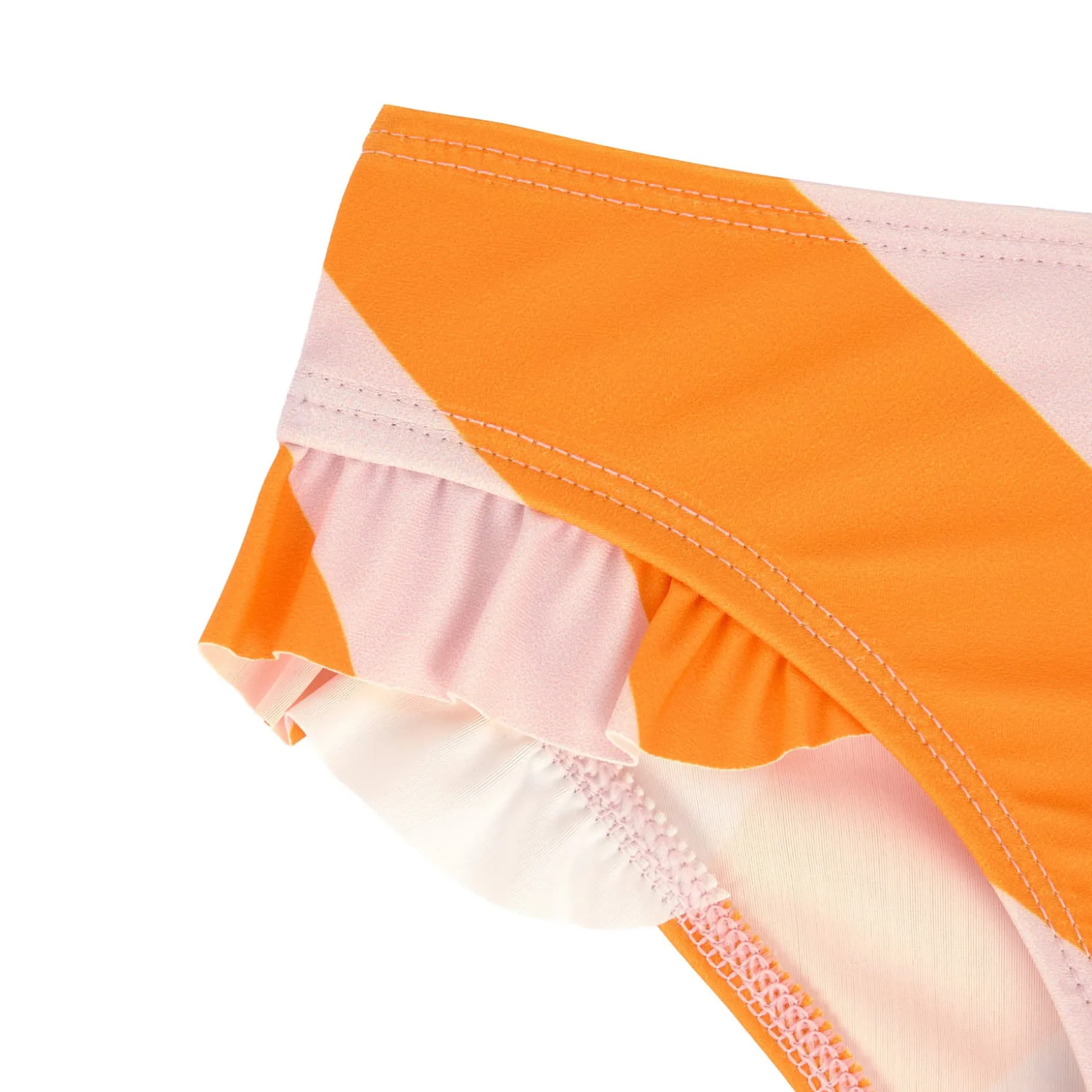 Bikinihose Kinder - Streifen, Rosa Orange