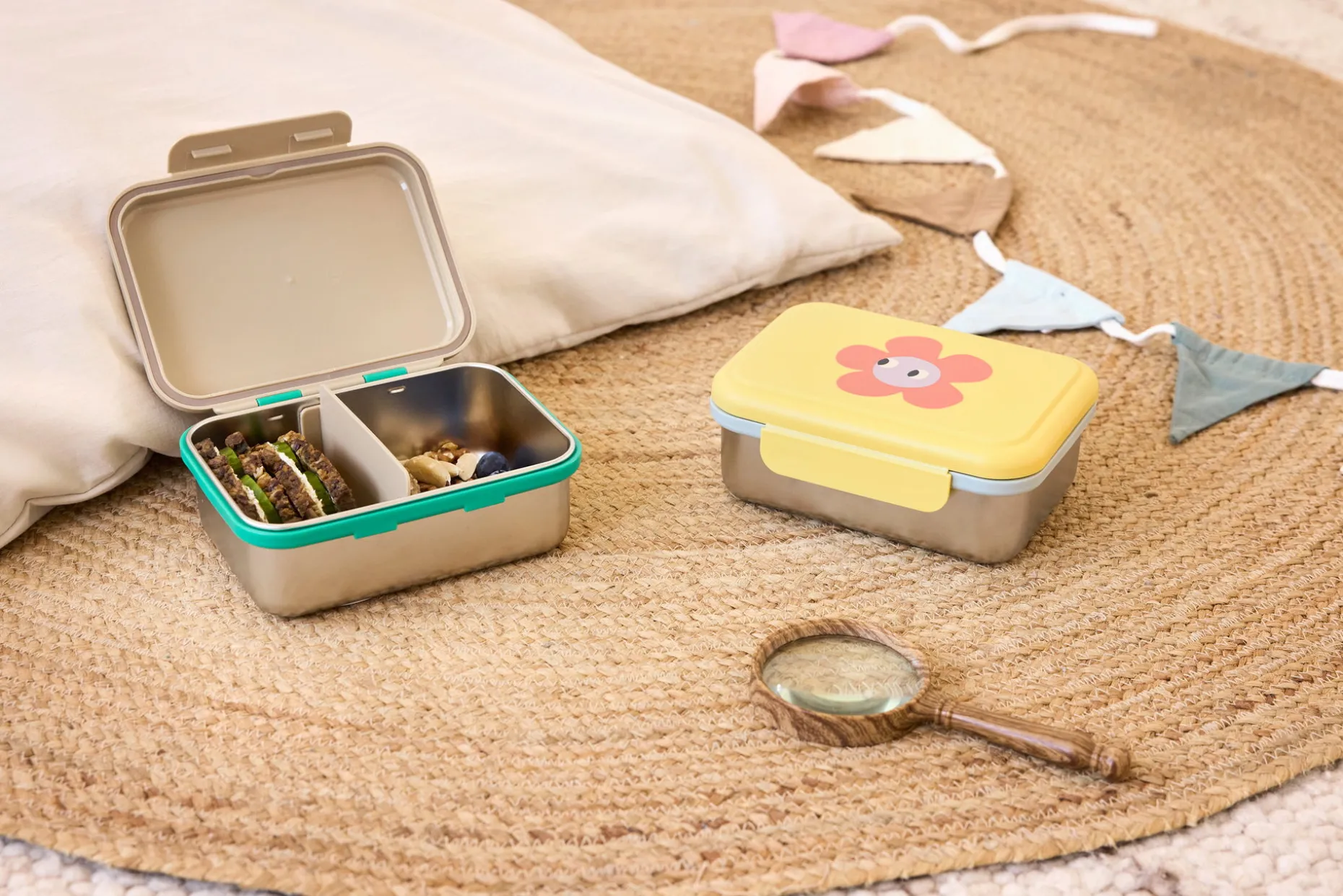 Brotdose Kinder - Edelstahl Lunchbox, Happy Trails Frosch