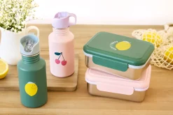 Brotdose Kinder - Edelstahl Lunchbox, Happy Fruits Zitrone