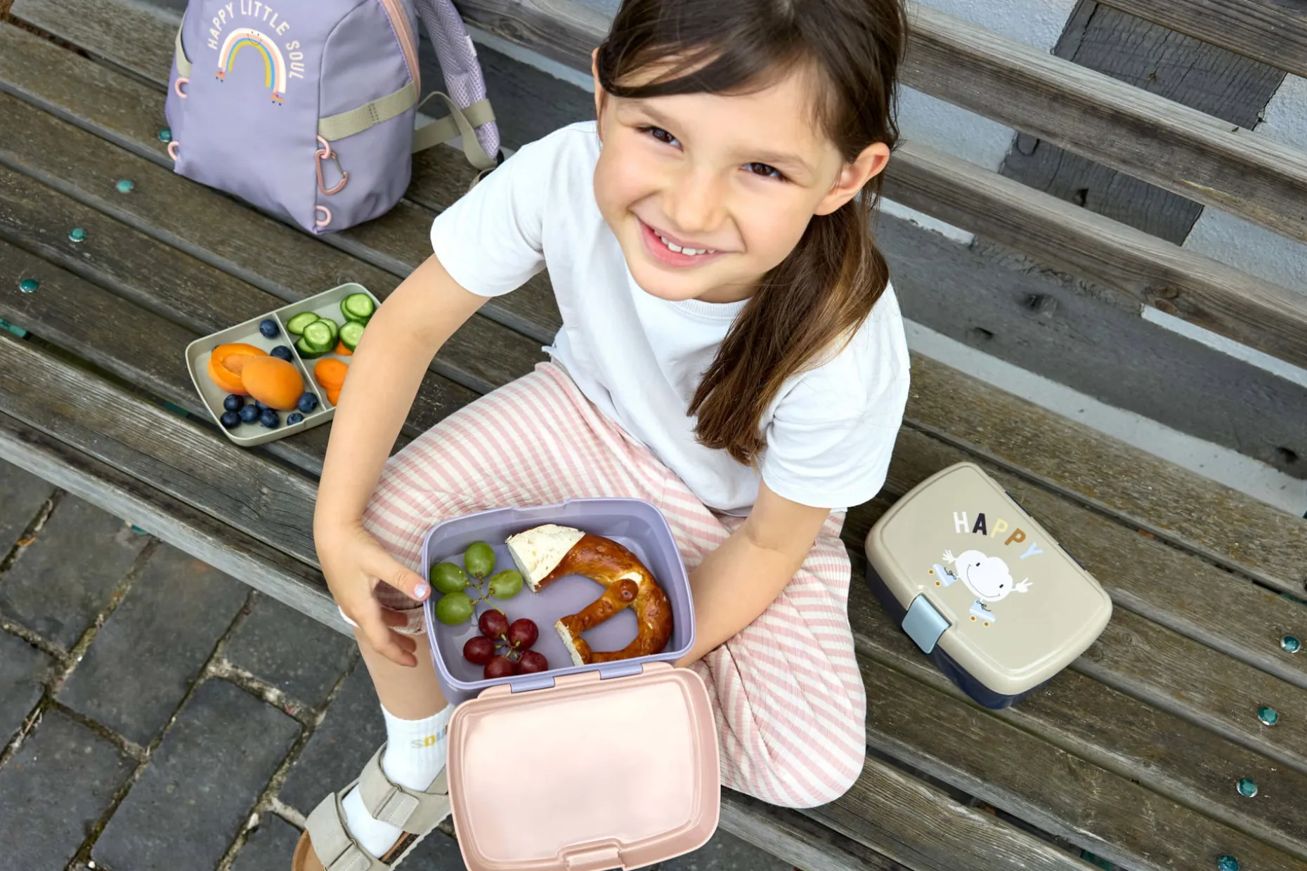 Brotdose Kinder - Tiny Outdoor, Regenbogen Rosa Lila