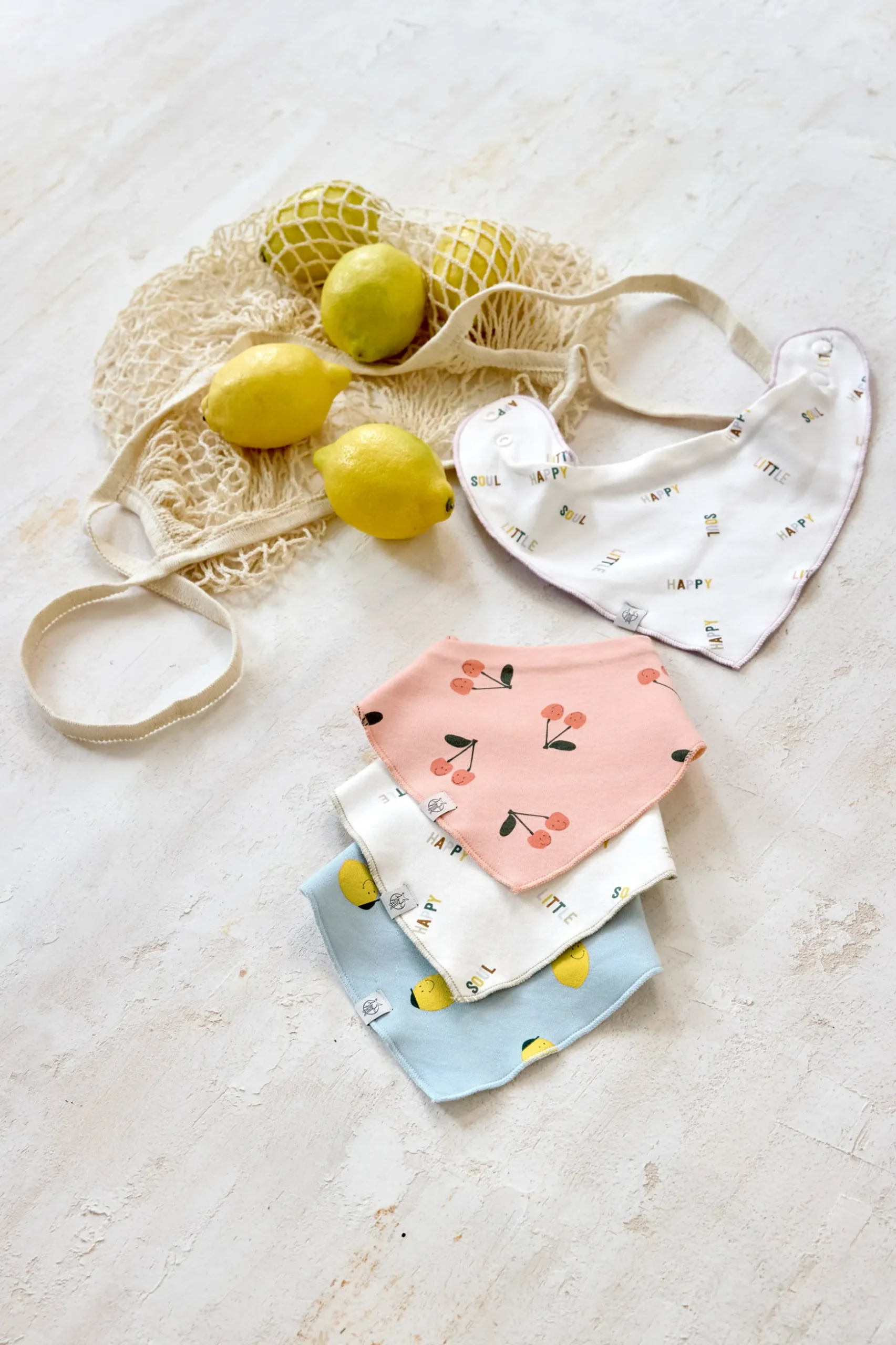 Dreieckstuch Baby (2 Stk) - Bandana, Happy Fruits Kirsche