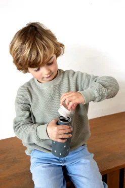 Edelstahl Kinder Trinkflasche 500 ml - Happy Prints, Dunkelblau