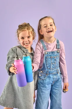 Edelstahl Kinder Trinkflasche 460 ml - Unique Gradient, Blau