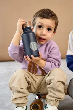 Edelstahl Kinder Trinkflasche 500 ml - Little Gang, Smile, Blau