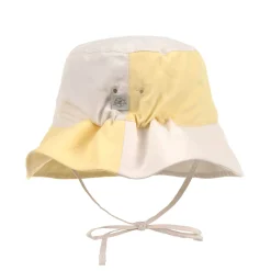 Fischerhut Kinder (UV Schutz) - Kariert, Gelb Weiß