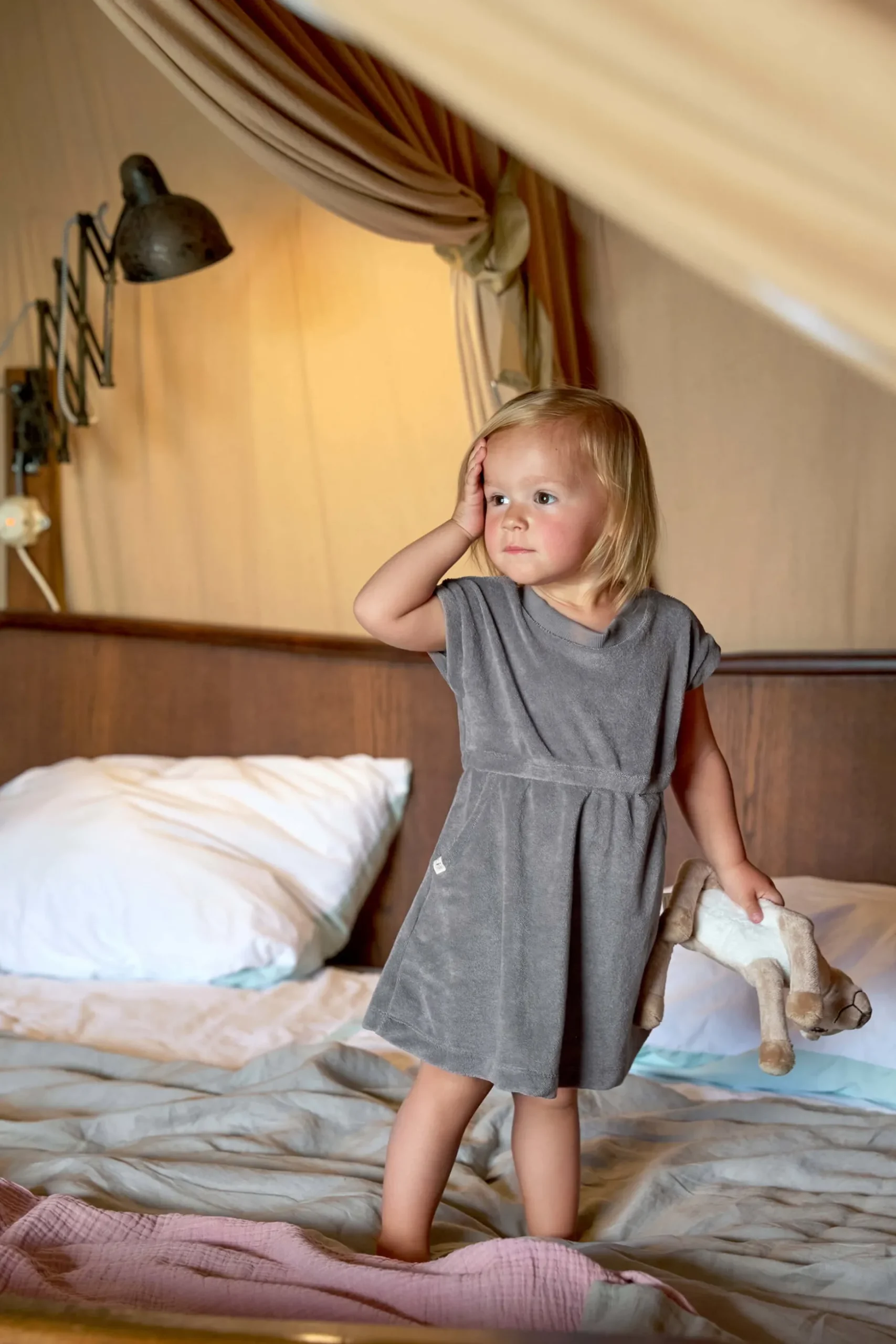Frottee Kleid Kinder, Anthrazit