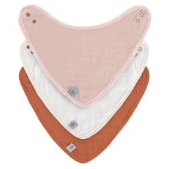 Halstuch Mull (3 Stk) - Bandana, Powder Pink Milky Rust