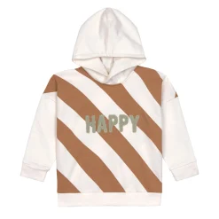 Hoodie Kinder Gestreift - Bio Baumwolle, Little Gang, Weiß Karamell