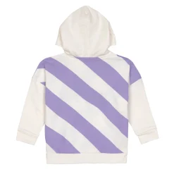 Hoodie Kinder Gestreift - Bio Baumwolle, Little Gang, Weiß Lila