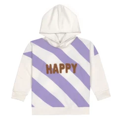 Hoodie Kinder Gestreift - Bio Baumwolle, Little Gang, Weiß Lila