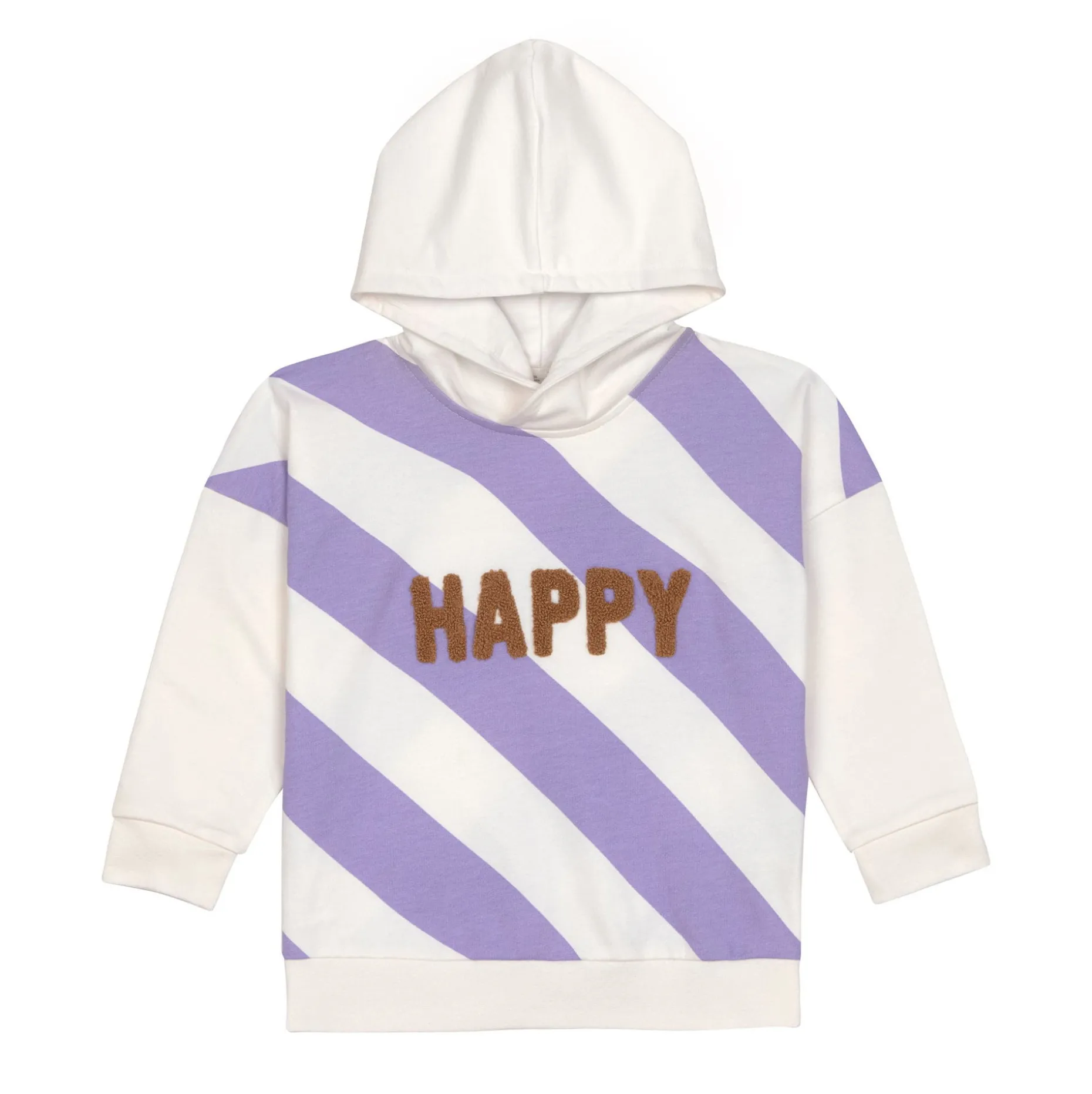 Hoodie Kinder Gestreift - Bio Baumwolle, Little Gang, Weiß Lila
