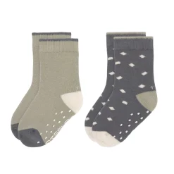 Kinder Antirutsch-Socken (2er-Set), Anthrazit Oliv