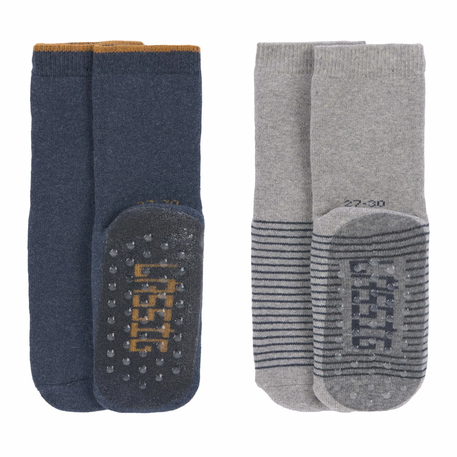 Kinder Antirutsch-Socken (2er-Set), Blau Grau