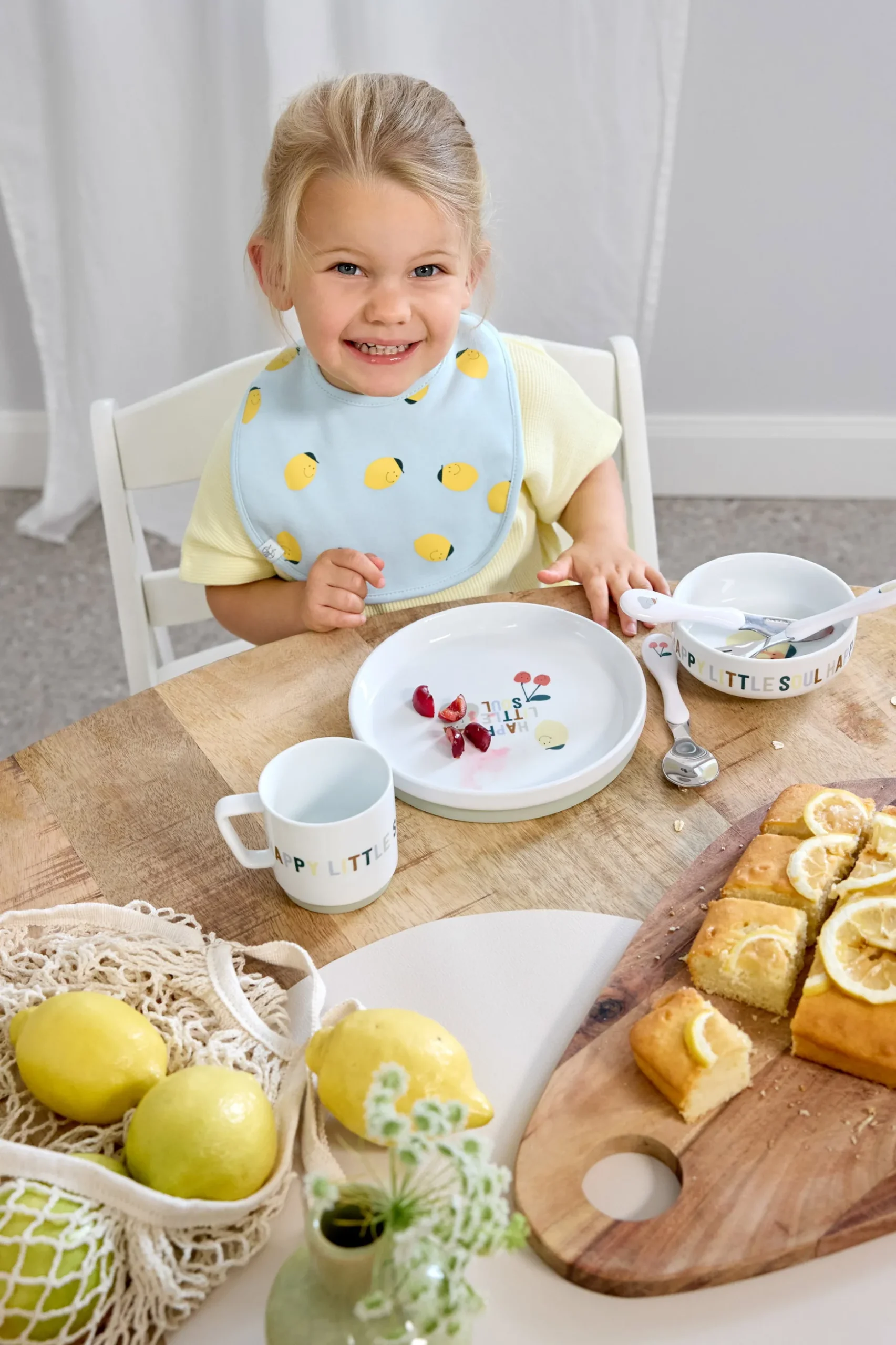Kindergeschirr Set Porzellan - Happy Fruits, Zitrone Kirsche